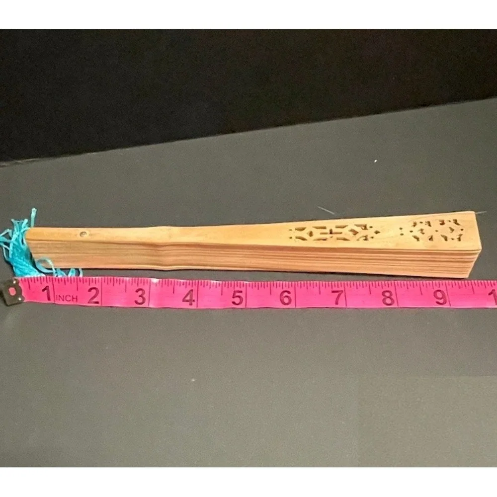Vintage Carved Sandalwood Asian‎ Folding Hand Fan 16